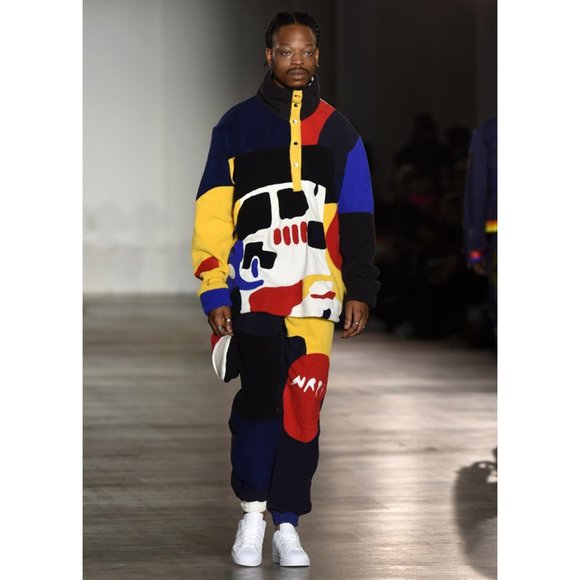 NWT Bethany Williams AW20 Multicolor "NRPF" Recycled Fleece Joggers sz M - Picture 7 of 8